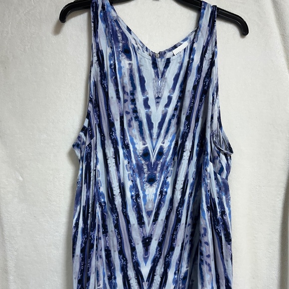 Ava & Viv Women's Dress 3X Blue & White Sleeveless w/Chevron Pattern Zipper Back - Picture 1 of 6